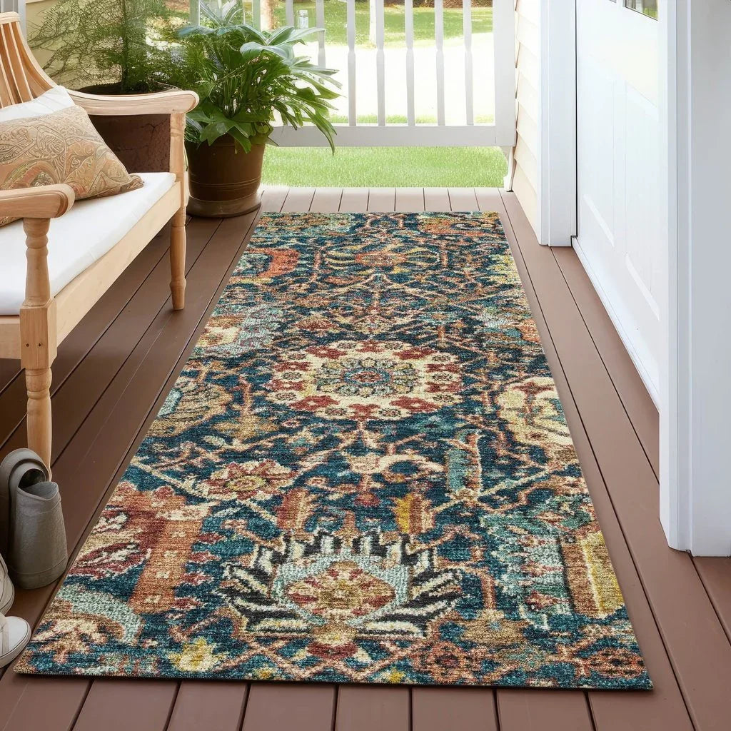 Verona Blue Washable Indoor-Outdoor Rug-Outdoor Rugs-LOOMLAN Rugs-LOOMLAN