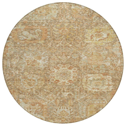 Verona Brown Washable Indoor-Outdoor Rug-Outdoor Rugs-LOOMLAN Rugs-8' x 8'-LOOMLAN