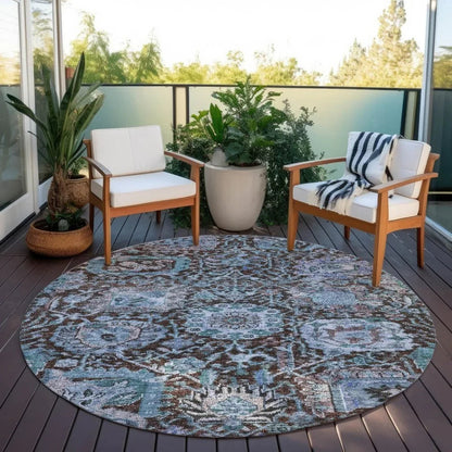 Verona Chocolate Washable Indoor-Outdoor Rug-Outdoor Rugs-LOOMLAN Rugs-LOOMLAN