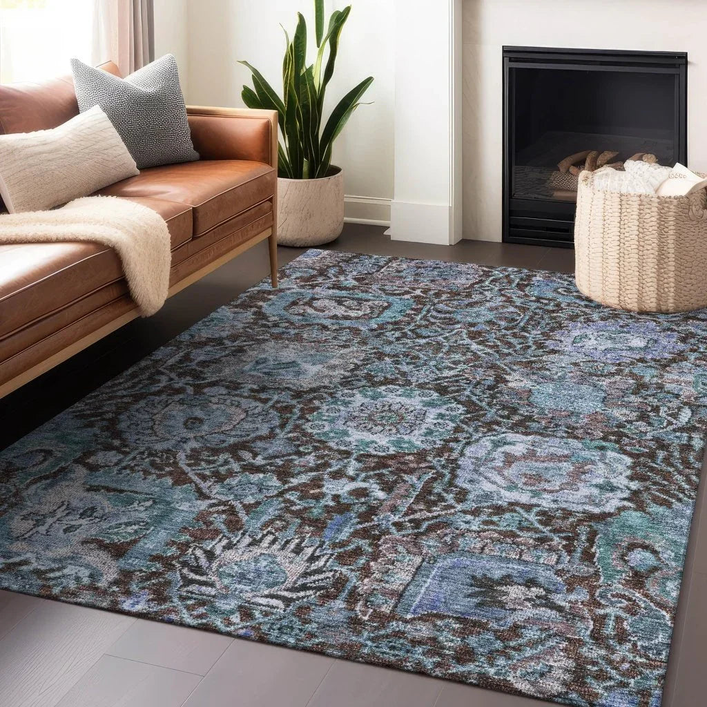 Verona Chocolate Washable Indoor-Outdoor Rug-Outdoor Rugs-LOOMLAN Rugs-LOOMLAN