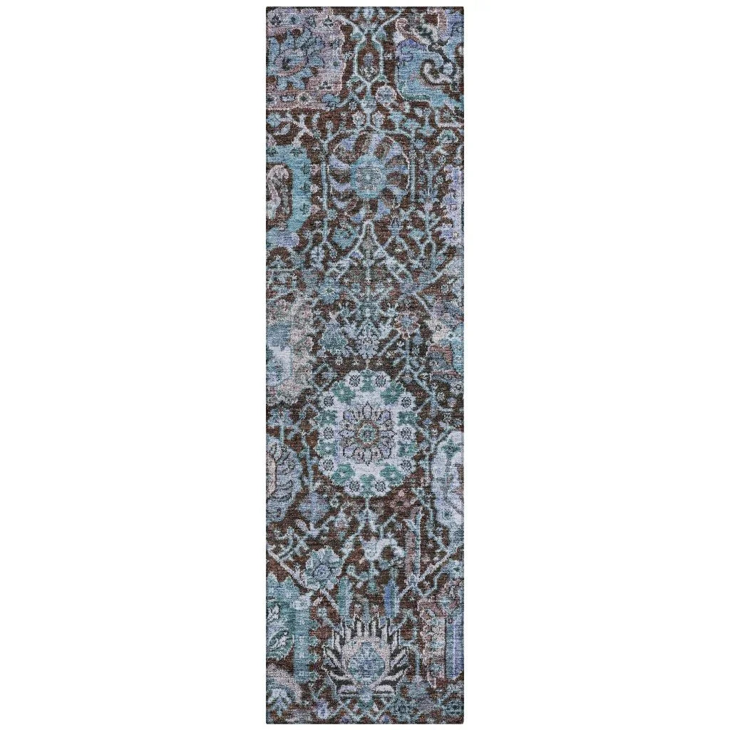 Verona Chocolate Washable Indoor-Outdoor Rug-Outdoor Rugs-LOOMLAN Rugs-2'3" x 7'6"-LOOMLAN