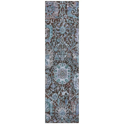 Verona Chocolate Washable Indoor-Outdoor Rug-Outdoor Rugs-LOOMLAN Rugs-2'3" x 7'6"-LOOMLAN