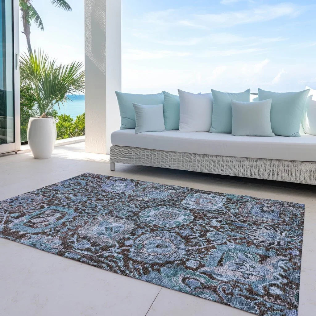 Verona Chocolate Washable Indoor-Outdoor Rug-Outdoor Rugs-LOOMLAN Rugs-LOOMLAN
