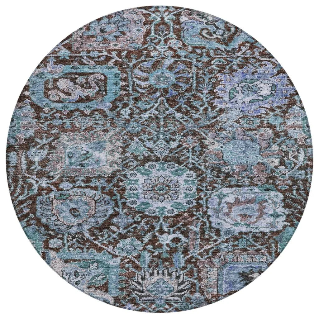 Verona Chocolate Washable Indoor-Outdoor Rug-Outdoor Rugs-LOOMLAN Rugs-8' x 8'-LOOMLAN