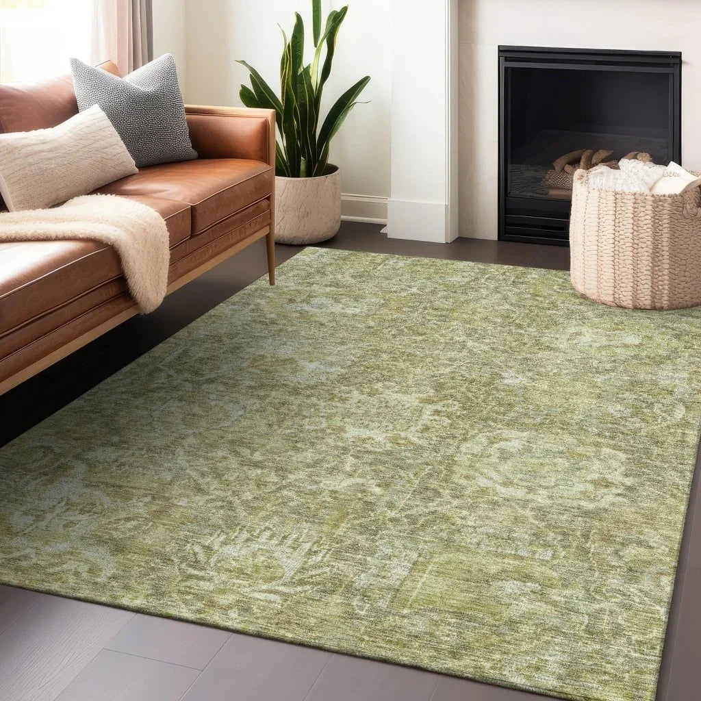Verona Green Washable Indoor-Outdoor Rug-Outdoor Rugs-LOOMLAN Rugs-LOOMLAN