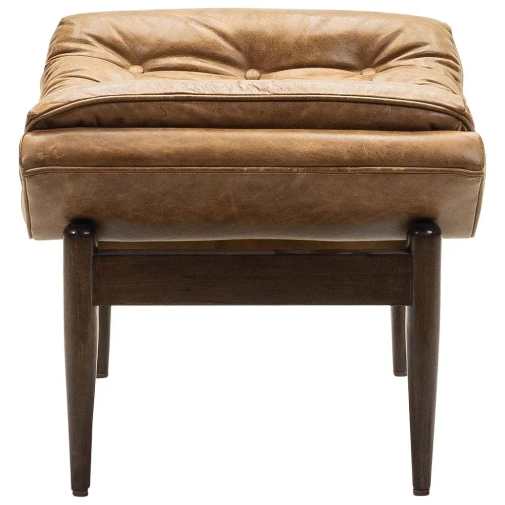 Verona Leather Mid - Century Charm Ottoman - LOOMLAN - Olivia + Quinn - Ottomans