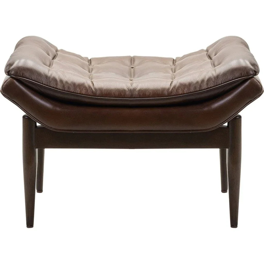 Verona Leather Mid - Century Charm Ottoman - LOOMLAN - Olivia + Quinn - Ottomans