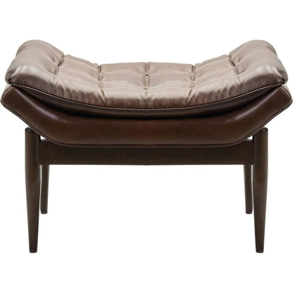 Verona Leather Mid - Century Charm Ottoman - LOOMLAN - Olivia + Quinn - Ottomans