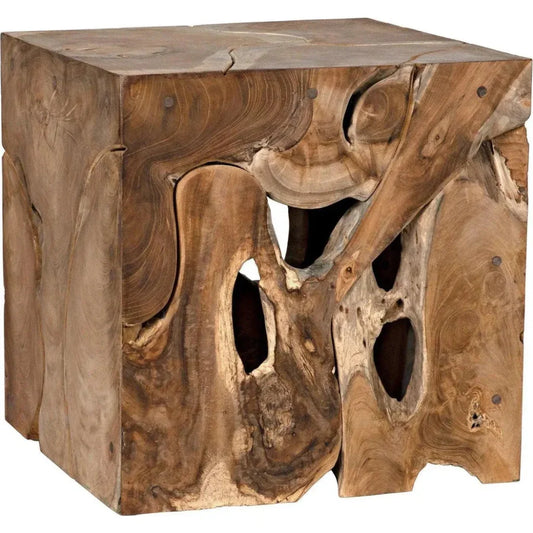 Vert Natural Teak Wood Square Side Table - LOOMLAN - Noir - Side Tables