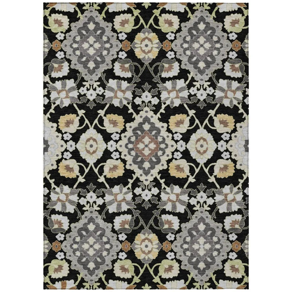 Vespera Black Washable Indoor-Outdoor Rug-Outdoor Rugs-LOOMLAN Rugs-2'6" x 3'10"-LOOMLAN