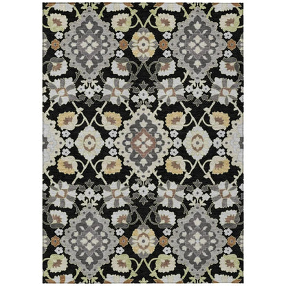 Vespera Black Washable Indoor-Outdoor Rug-Outdoor Rugs-LOOMLAN Rugs-2'6" x 3'10"-LOOMLAN
