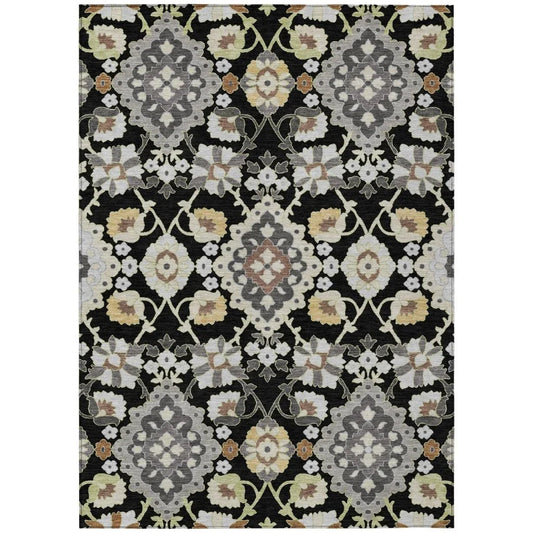 Vespera Black Washable Indoor-Outdoor Rug-Outdoor Rugs-LOOMLAN Rugs-2'6" x 3'10"-LOOMLAN