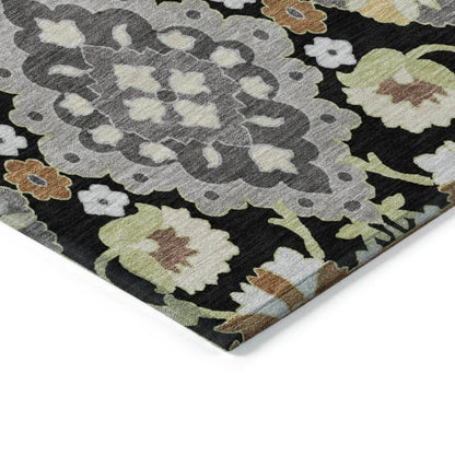 Vespera Black Washable Indoor-Outdoor Rug-Outdoor Rugs-LOOMLAN Rugs-LOOMLAN
