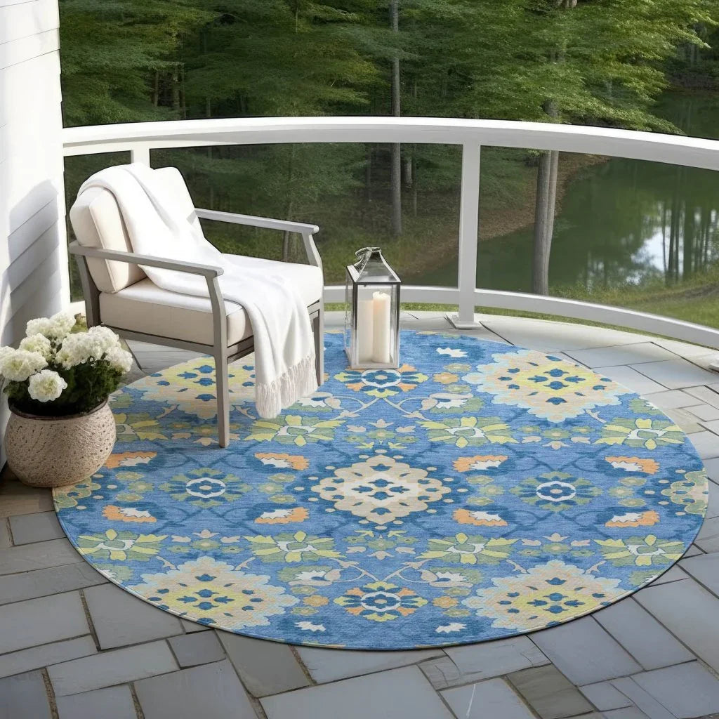 Vespera Blue Washable Indoor-Outdoor Rug-Outdoor Rugs-LOOMLAN Rugs-LOOMLAN