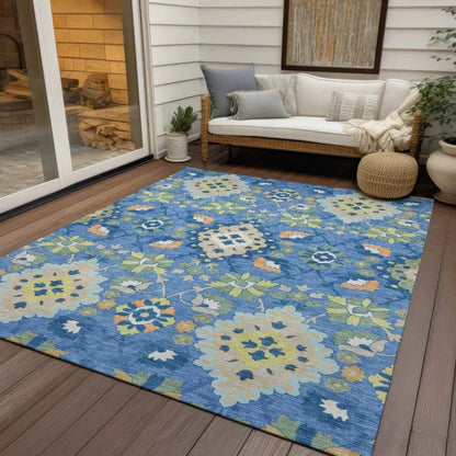 Vespera Blue Washable Indoor-Outdoor Rug-Outdoor Rugs-LOOMLAN Rugs-LOOMLAN