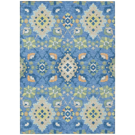 Vespera Blue Washable Indoor-Outdoor Rug-Outdoor Rugs-LOOMLAN Rugs-2'6" x 3'10"-LOOMLAN