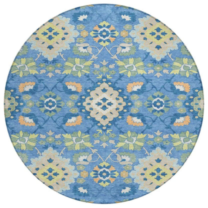 Vespera Blue Washable Indoor-Outdoor Rug-Outdoor Rugs-LOOMLAN Rugs-8' x 8'-LOOMLAN