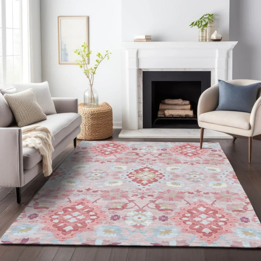Vespera Blush Washable Indoor-Outdoor Rug-Outdoor Rugs-LOOMLAN Rugs-LOOMLAN