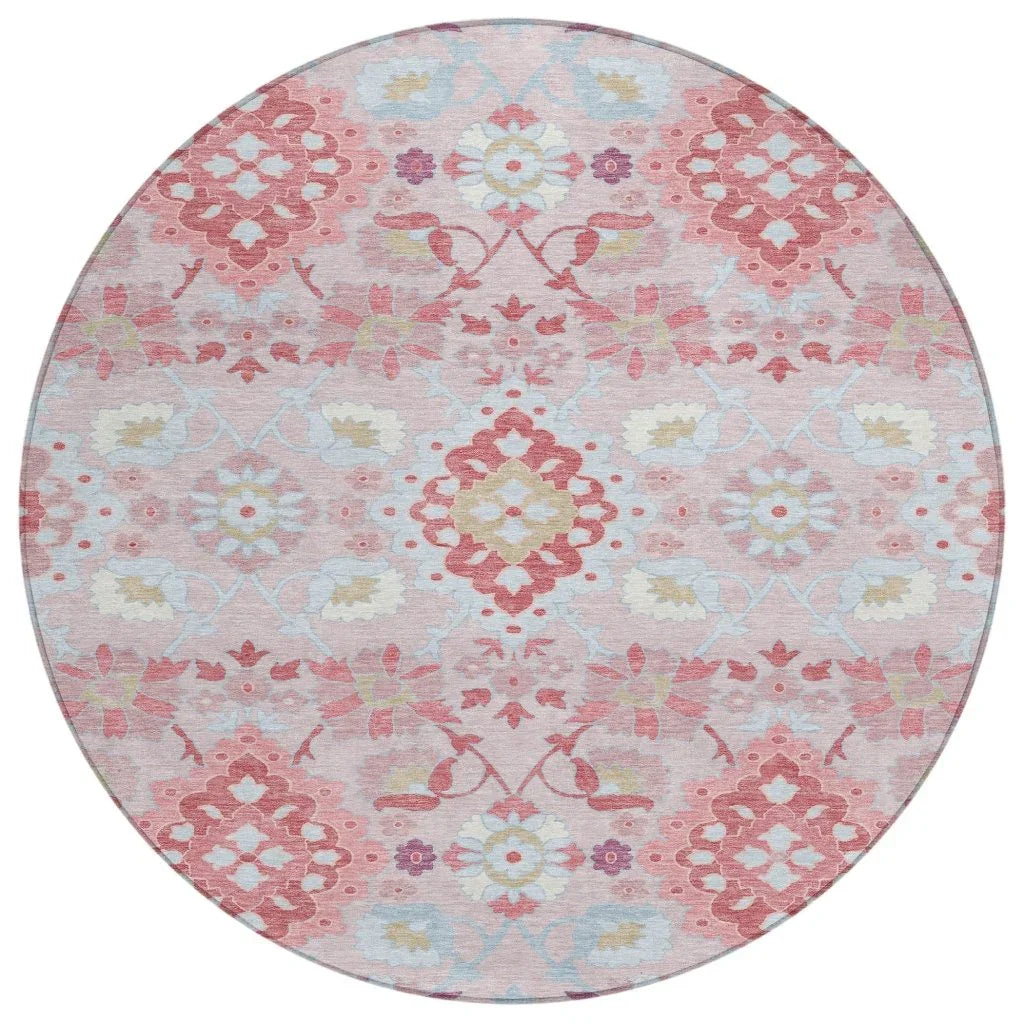 Vespera Blush Washable Indoor-Outdoor Rug-Outdoor Rugs-LOOMLAN Rugs-8' x 8'-LOOMLAN