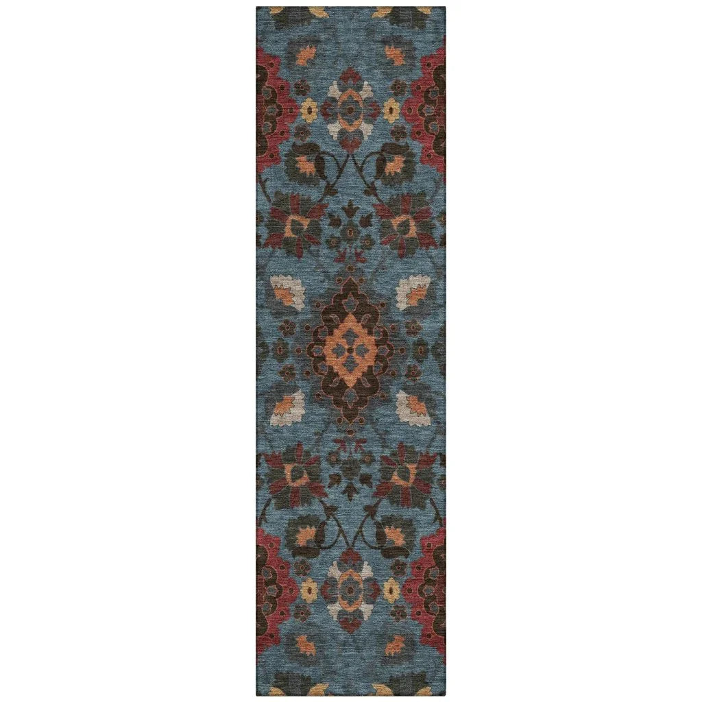 Vespera Denim Washable Indoor-Outdoor Rug-Outdoor Rugs-LOOMLAN Rugs-2'3" x 7'6"-LOOMLAN