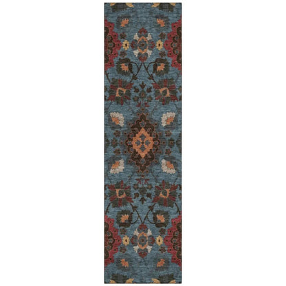 Vespera Denim Washable Indoor-Outdoor Rug-Outdoor Rugs-LOOMLAN Rugs-2'3" x 7'6"-LOOMLAN