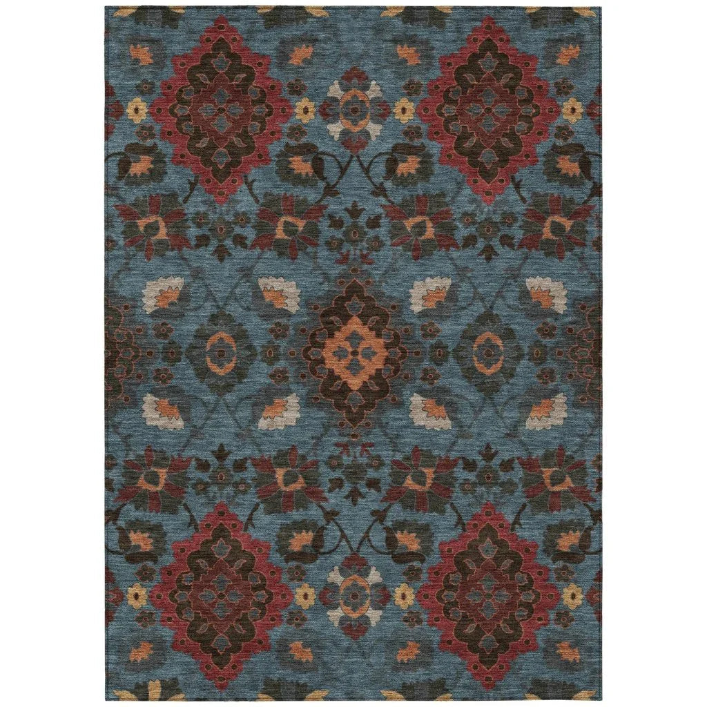 Vespera Denim Washable Indoor-Outdoor Rug-Outdoor Rugs-LOOMLAN Rugs-2'6" x 3'10"-LOOMLAN