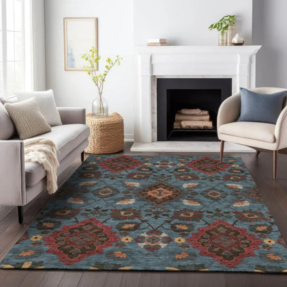 Vespera Denim Washable Indoor-Outdoor Rug-Outdoor Rugs-LOOMLAN Rugs-LOOMLAN