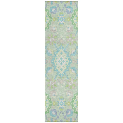 Vespera Green Washable Indoor-Outdoor Rug-Outdoor Rugs-LOOMLAN Rugs-2'3" x 7'6"-LOOMLAN