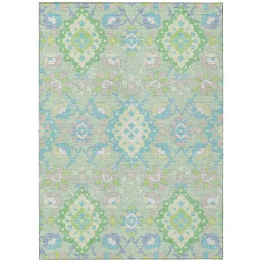 Vespera Green Washable Indoor-Outdoor Rug-Outdoor Rugs-LOOMLAN Rugs-2'6" x 3'10"-LOOMLAN
