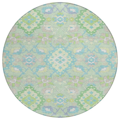 Vespera Green Washable Indoor-Outdoor Rug-Outdoor Rugs-LOOMLAN Rugs-8' x 8'-LOOMLAN