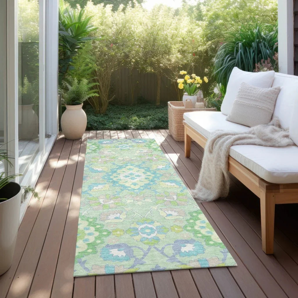 Vespera Green Washable Indoor-Outdoor Rug-Outdoor Rugs-LOOMLAN Rugs-LOOMLAN
