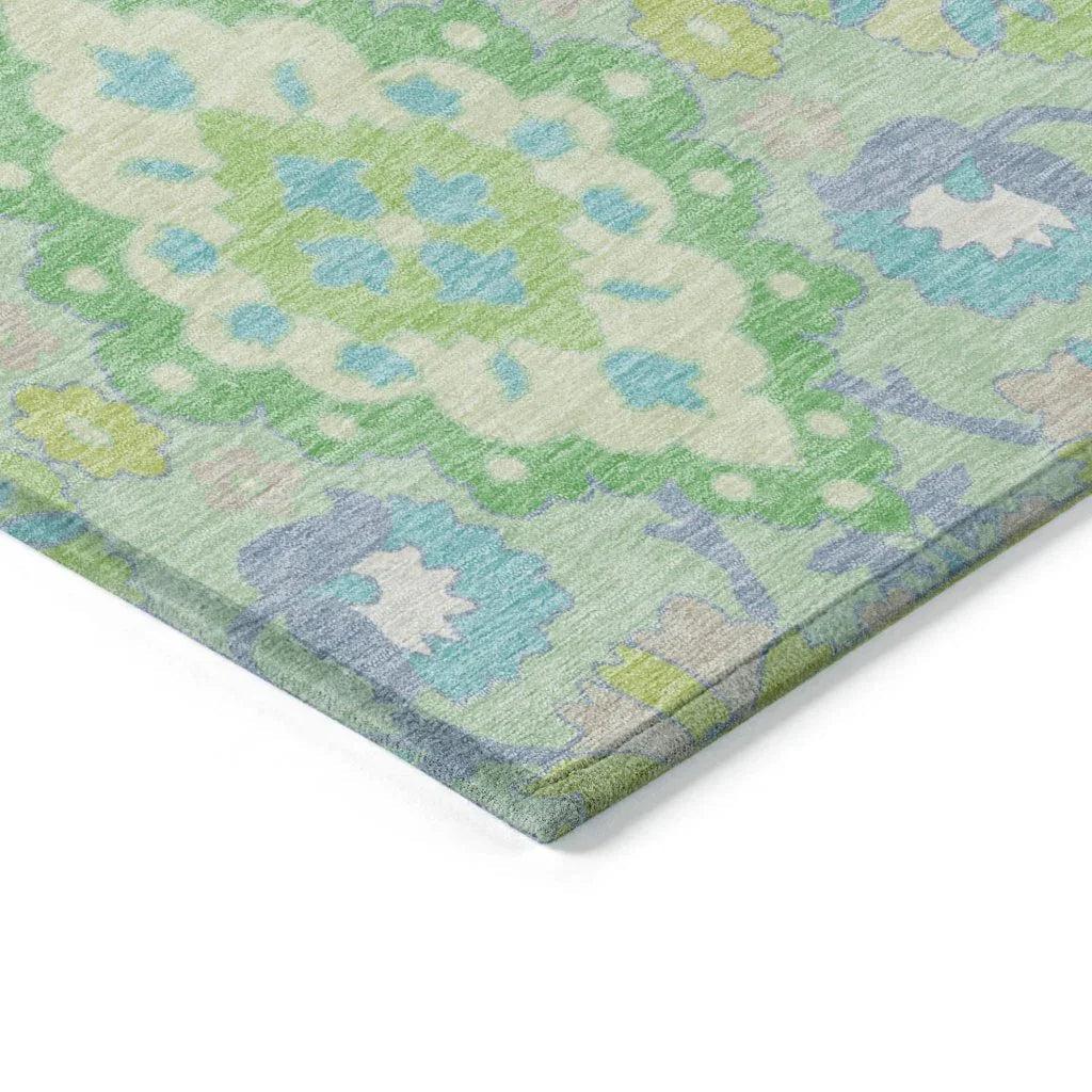 Vespera Green Washable Indoor-Outdoor Rug-Outdoor Rugs-LOOMLAN Rugs-LOOMLAN