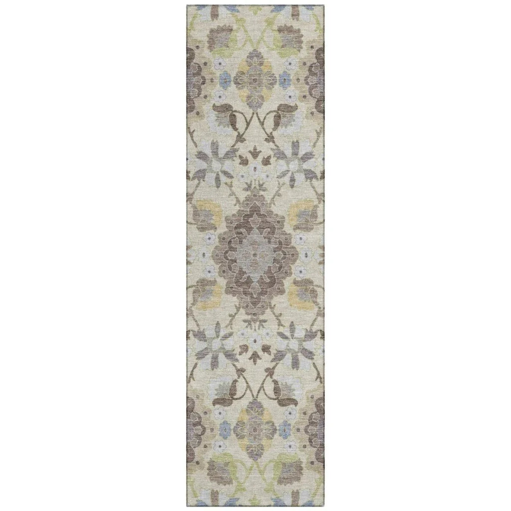 Vespera Ivory Washable Indoor-Outdoor Rug-Outdoor Rugs-LOOMLAN Rugs-2'3" x 7'6"-LOOMLAN