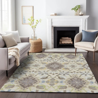 Vespera Ivory Washable Indoor-Outdoor Rug-Outdoor Rugs-LOOMLAN Rugs-LOOMLAN