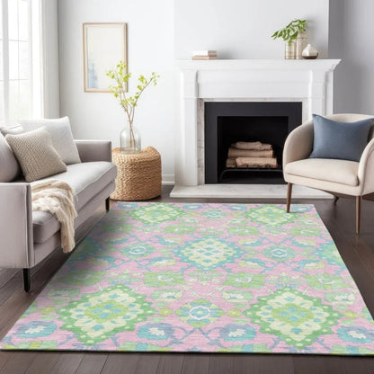 Vespera Pink Washable Indoor-Outdoor Rug-Outdoor Rugs-LOOMLAN Rugs-LOOMLAN