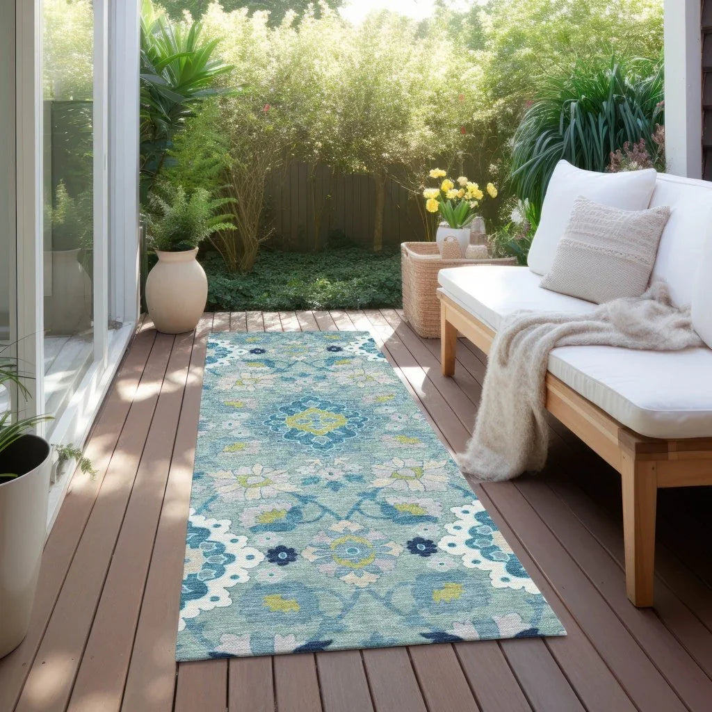 Vespera Teal Washable Indoor-Outdoor Rug-Outdoor Rugs-LOOMLAN Rugs-LOOMLAN