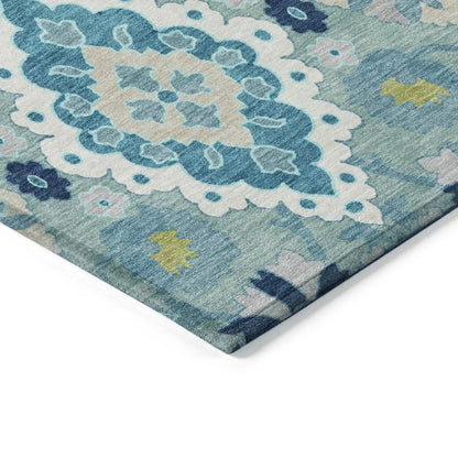 Vespera Teal Washable Indoor-Outdoor Rug-Outdoor Rugs-LOOMLAN Rugs-LOOMLAN