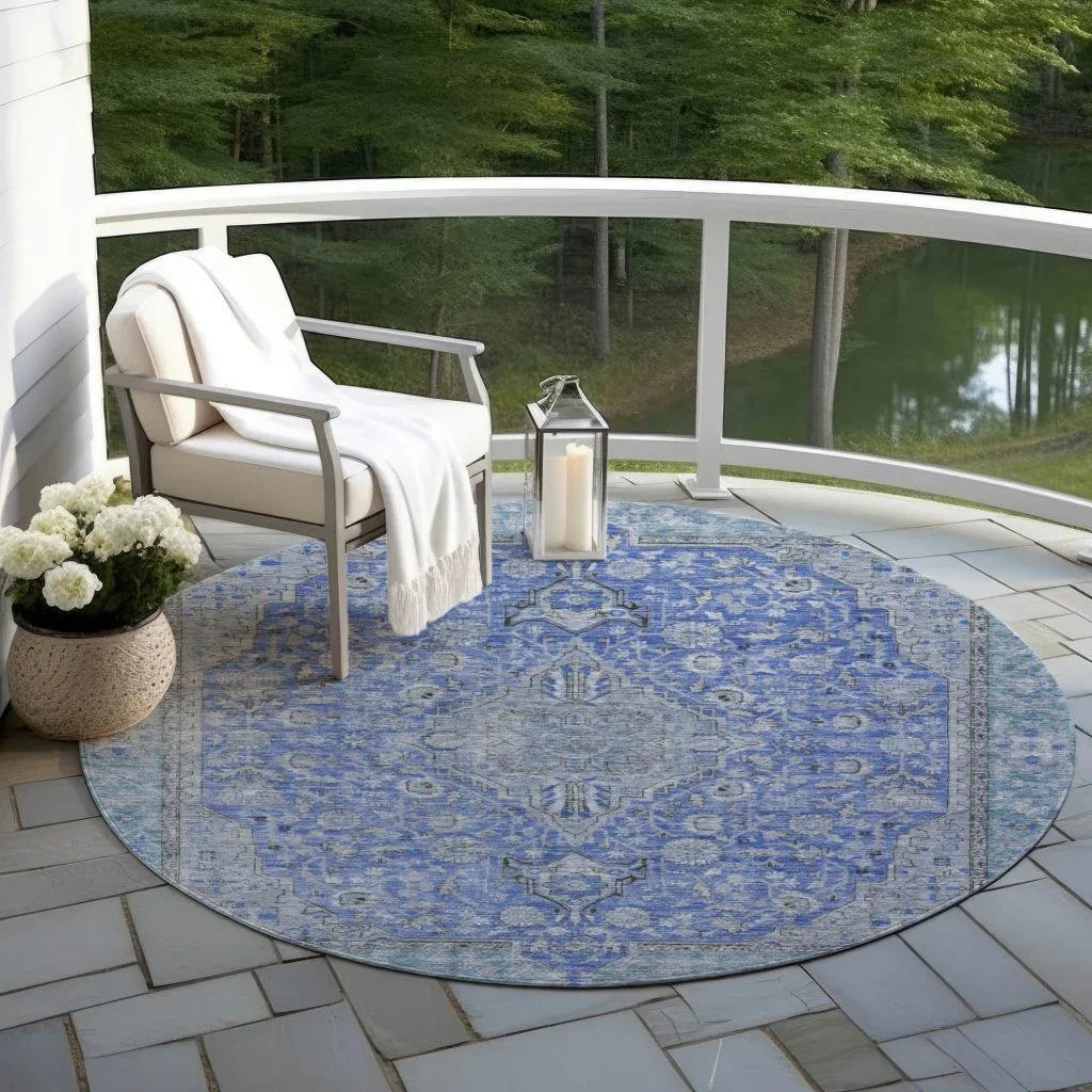 Vexira Blue Washable Indoor - Outdoor Rug - LOOMLAN - LOOMLAN Rugs - Outdoor Rugs