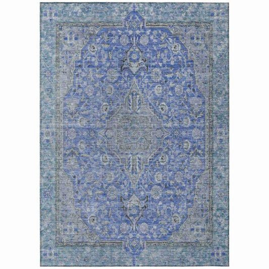 Vexira Blue Washable Indoor - Outdoor Rug - LOOMLAN - LOOMLAN Rugs - Outdoor Rugs