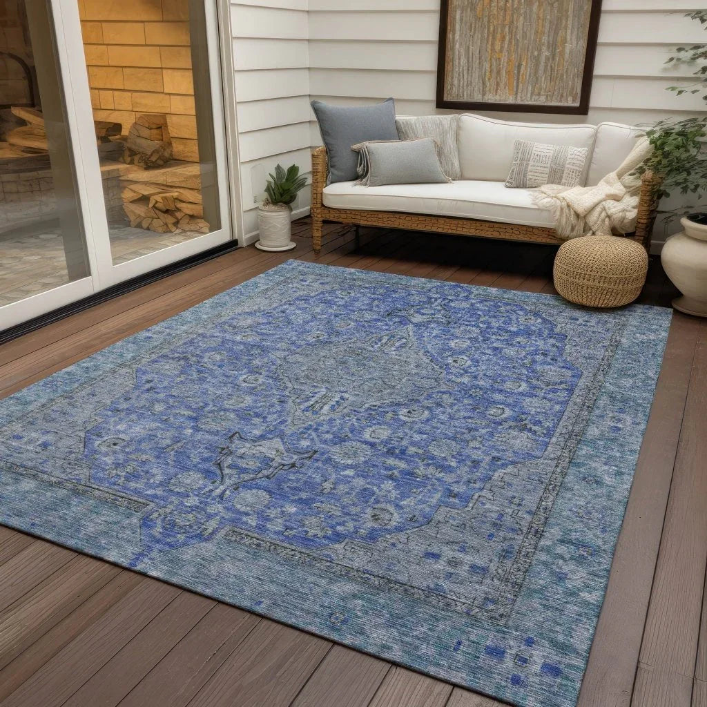 Vexira Blue Washable Indoor - Outdoor Rug - LOOMLAN - LOOMLAN Rugs - Outdoor Rugs