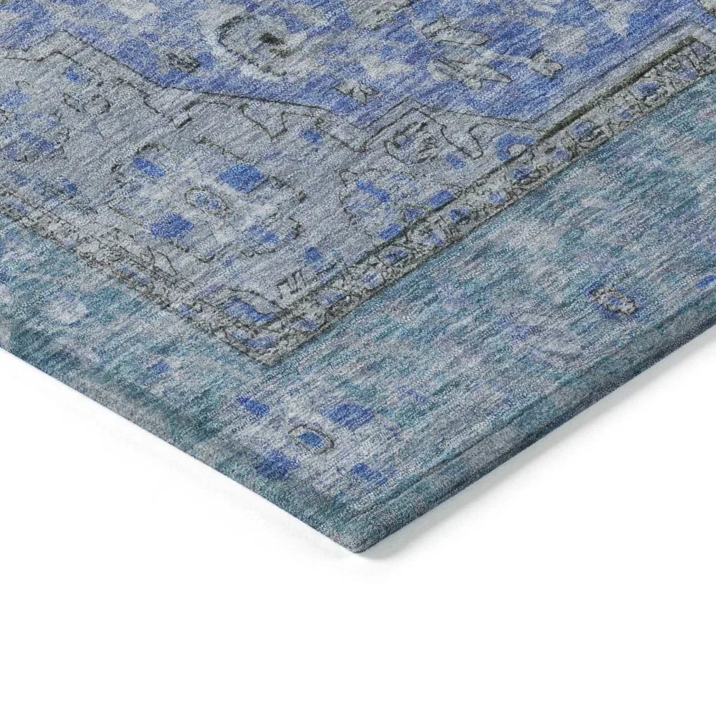 Vexira Blue Washable Indoor - Outdoor Rug - LOOMLAN - LOOMLAN Rugs - Outdoor Rugs