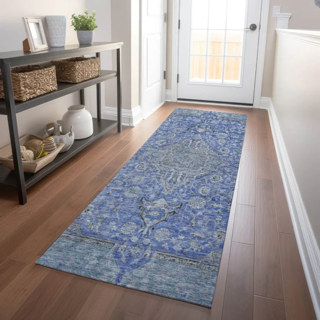 Vexira Blue Washable Indoor - Outdoor Rug - LOOMLAN - LOOMLAN Rugs - Outdoor Rugs