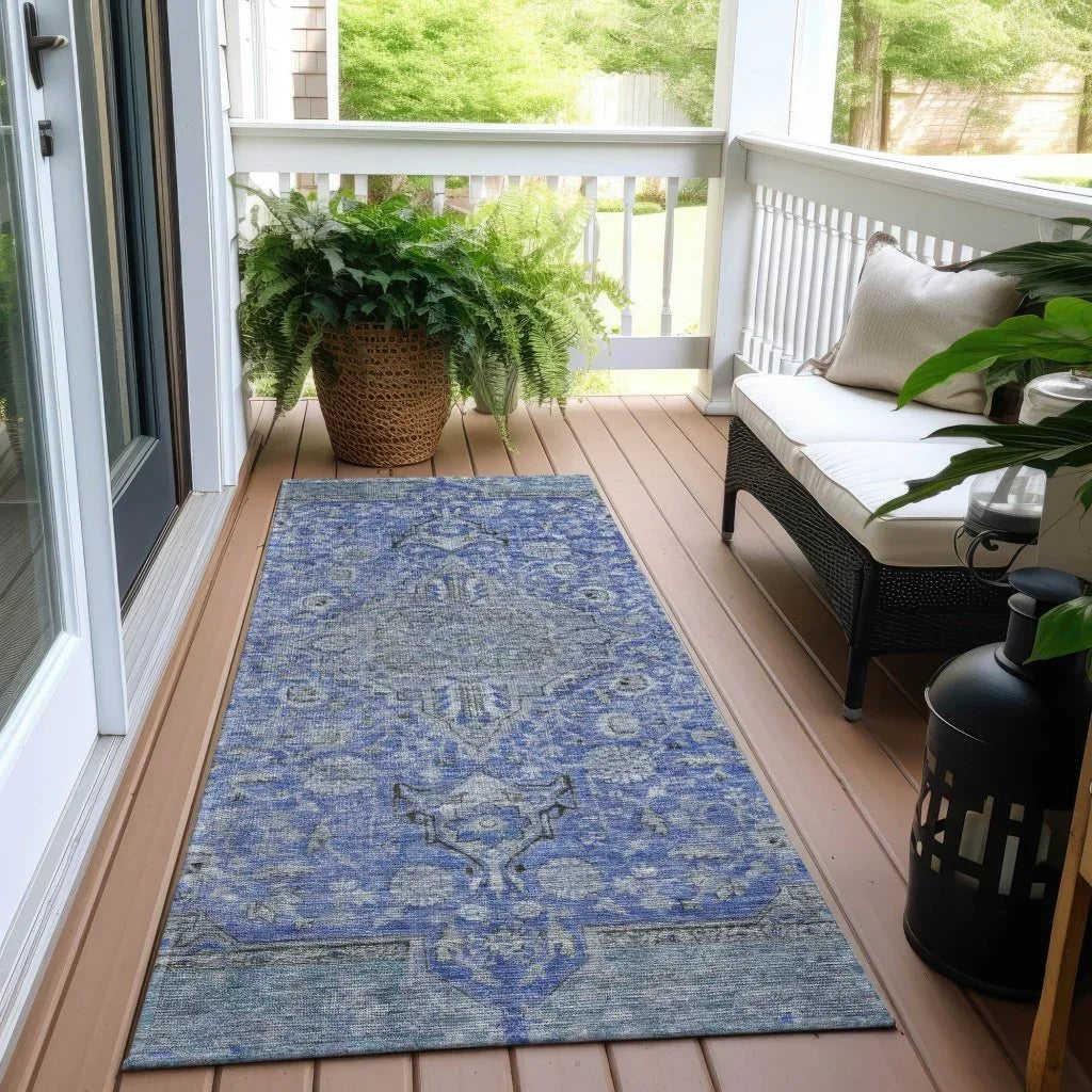 Vexira Blue Washable Indoor - Outdoor Rug - LOOMLAN - LOOMLAN Rugs - Outdoor Rugs