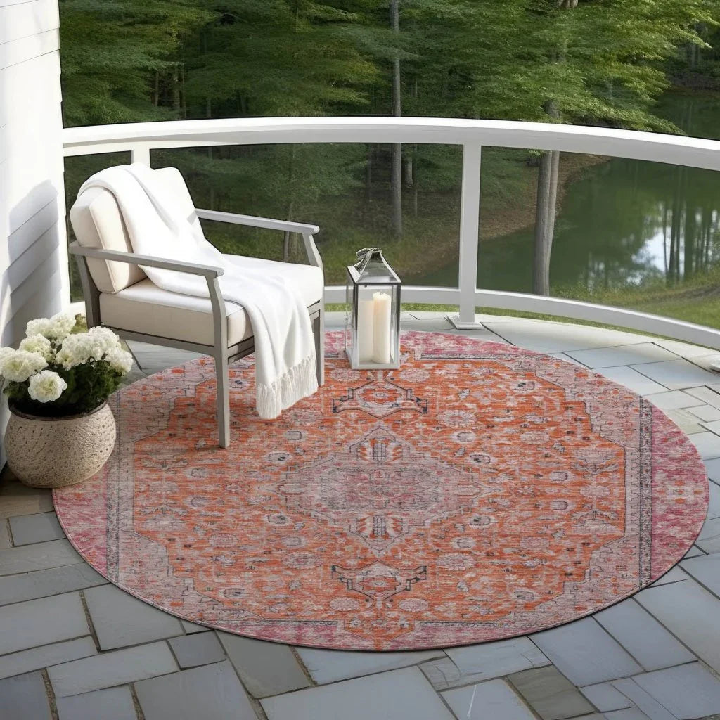 Vexira Orange Washable Indoor - Outdoor Rug - LOOMLAN - LOOMLAN Rugs - Outdoor Rugs