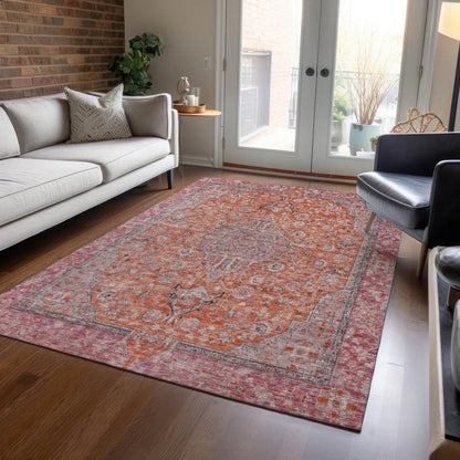 Vexira Orange Washable Indoor - Outdoor Rug - LOOMLAN - LOOMLAN Rugs - Outdoor Rugs