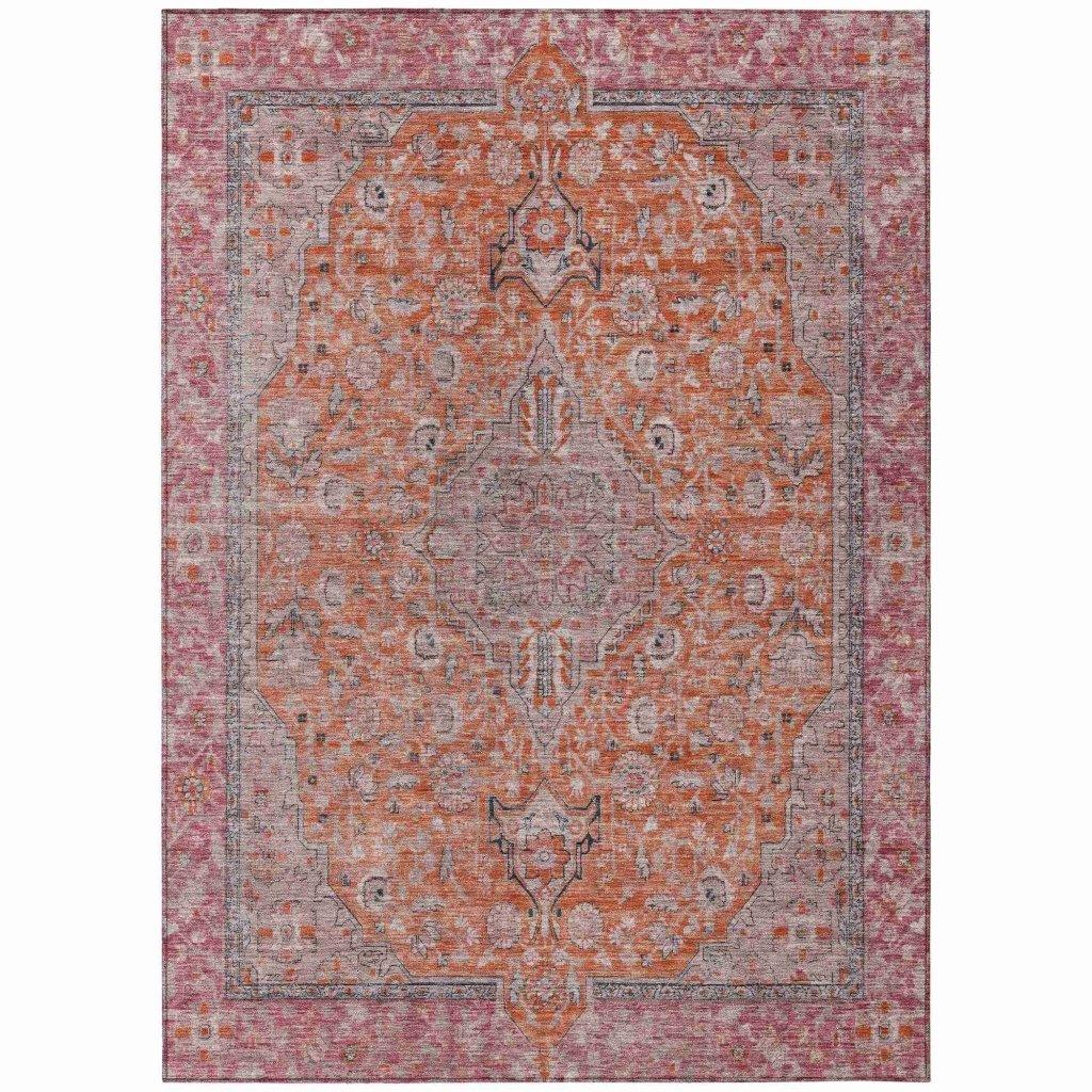 Vexira Orange Washable Indoor - Outdoor Rug - LOOMLAN - LOOMLAN Rugs - Outdoor Rugs