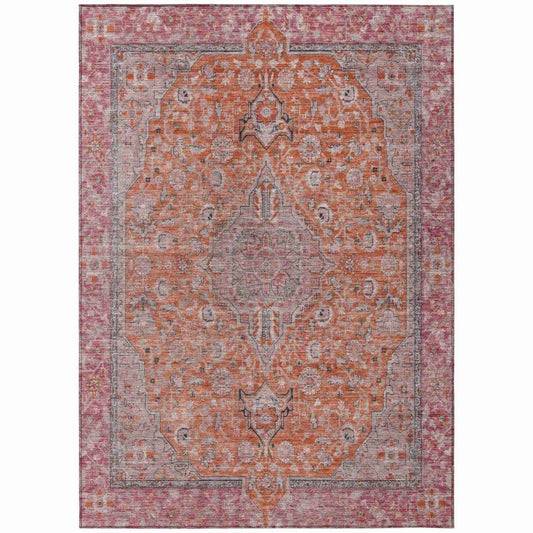 Vexira Orange Washable Indoor - Outdoor Rug - LOOMLAN - LOOMLAN Rugs - Outdoor Rugs