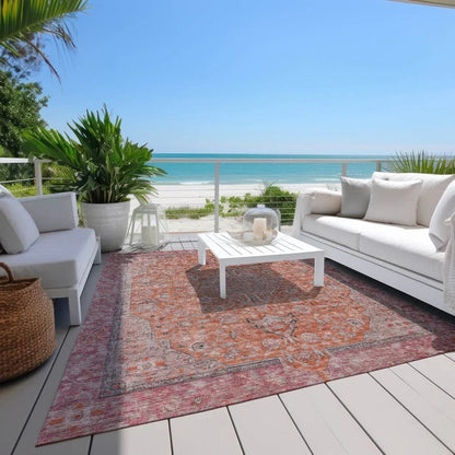 Vexira Orange Washable Indoor - Outdoor Rug - LOOMLAN - LOOMLAN Rugs - Outdoor Rugs