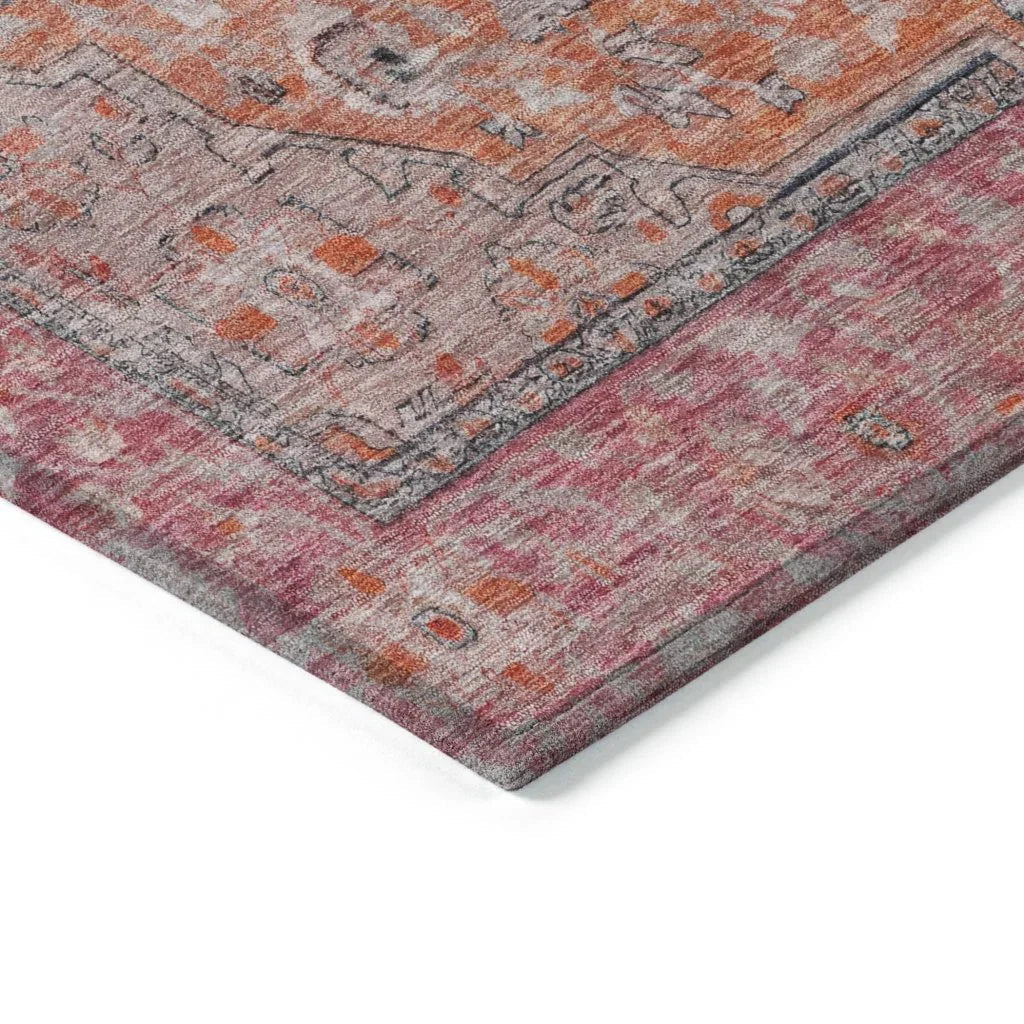 Vexira Orange Washable Indoor - Outdoor Rug - LOOMLAN - LOOMLAN Rugs - Outdoor Rugs