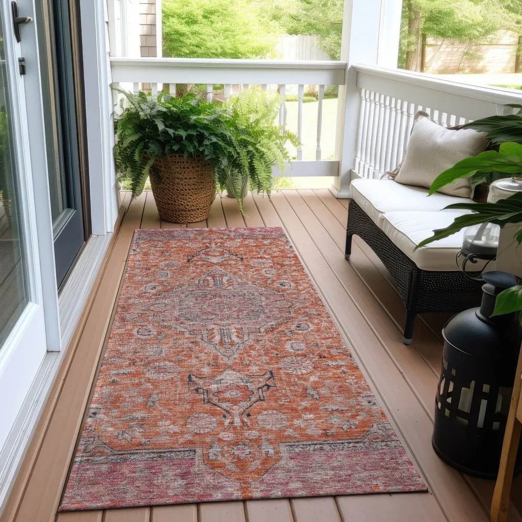 Vexira Orange Washable Indoor - Outdoor Rug - LOOMLAN - LOOMLAN Rugs - Outdoor Rugs